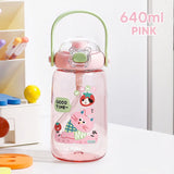 Gaeaspace  -  640ML Cute Cartoon Water Bottle With Handle Dinosaur Kids Plastic Cup Portable Kettle For Outdoor Children Water Cups BPA Free