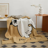 Gaeaspace  -  Nordic Style Class A Half-side Velvet Thickened Bedroom Knitted Blanket Cartoon Peace Dove Pattern Multifunctional Sofa Blanket