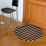 Gaeaspace  -  Irregular Checkerboard Bedroom Rug Round Simple Design Solid Color IG Fashion Living Room Carpet Polyester Cute Decoration Home