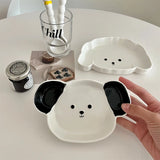 Gaeaspace  - Cute Korean Ceramic Plates Spoon For Food Kawaii Cartoon Dinner Breakfast Cake Dessert Salad Decorative Dishes Kitchen Tableware