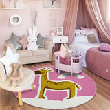 Gaeaspace  -  Cute Cartoon Round Carpet Simple Animal Children's Room Baby Crawling Carpets Home Bedroom Dresser Rocking Chair Fluffy Soft Rug