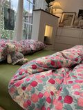 Gaeaspace  -  Fashion pastoral tulips rabbit bedding set,twin full queen lovely sweet cotton home textile bed sheet pillow case quilt cover