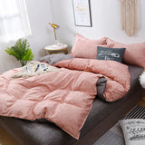 Gaeaspace  -  Apricot Red Bedding Set Solid Color Comforter Sets Single Queen Size Reversible Duvet Cover Pillowcases Gray Bed Quilt Covers