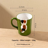 Gaeaspace  -  Cute Cartoon Cat Ceramic Cup, Embossed, Cute Water Cup, Instagram Style, Breakfast Cup, High Beauty Makeup Cup, Couple Cup