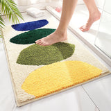 Gaeaspace  -  Green Leaves Flocking Bath Mat Non-slip Absorbent Microfiber Bathroom Rug Home Entrance Door Mat Super Soft Bath Carpet Tapijt