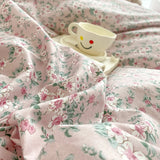 Gaeaspace  -  Small Floral Bedding Set, 100% Cotton, Single, Queen, King with Zipper, Duvet Cover Set, Flat, Fitted Bed Sheet, Pillowcase