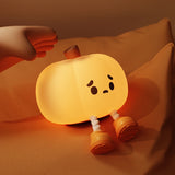 Gaeaspace  -  Cute Silicone Night Lamp Pumpkin Night Light Halloween Ghost Witch Decoration Dimmable Timer Bedside Decoration Children Gift