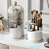 Gaeaspace  -  360° Rotating Makeup Brush Holder With Lid Luxury Cosmetic Organizer Lipstick Eyebrow Pencil Holder Eye Shadow Storage Box