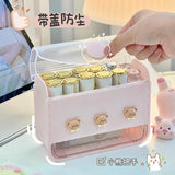 Gaeaspace  -  kawaii Lipstick Case Dustproof with Cover Crids Transparent Lipstick Box Cosmetics Storage Make Up Brush Organizer Display Stand