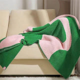 Gaeaspace  - Half Side Fleece Office Nap Air Conditioning Blanket Single Soft Sofa Knee Blanket Nordic Wave Striped Knitted Blanket