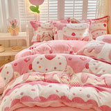 Gaeaspace  -  Winter Thick Warm Plush Comforter Cover Queen Bedding Sets Cartoon Quilt Cover Bed Sheet Pillowcase 4pcs Luxury Bed Linens