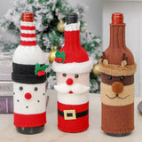 Gaeaspace  -  Christmas Santa Knitted Wine Bottle Case Elk Snowman Red Wine Champagne Bottle Cloth Merry Christmas Decor Happy New Year