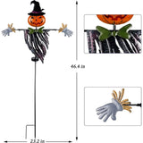 Gaeaspace  -  Halloween Ghost Lulu Home Halloween Yard Stake, 46.4" Solar Lighted Metal Pumpkin Head Scarecrow Stake, Outdoor Decoration Gard