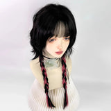 Gaeaspace  -  Long Straight Jellyfish Head Wigs with Bangs Synthetic Black Pink Ombre Lolita Cosplay Hair Wig for Daily party