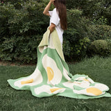 Gaeaspace  -  Simple Cartoon Fried Egg Thickened Blanket, Half Velvet Blanket, Multifunctional Sofa, Bed Tail Cover, Casual Shawl, Class A