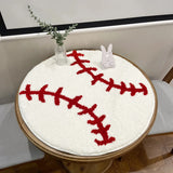 Gaeaspace  -  Baseball Stitch Design Round Tufted Rug Soft Carpet and Cozy for Sports Themed Rooms and Kids Play Areas