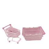 Gaeaspace  -  Ins Cute Pink Trolley Shopping Basket Storage Toy Creative Mini Kawaii Desktop Decoration Gift Dollhouse Furniture Accessories