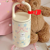 Gaeaspace  -  Kawaii Puppy Stainless Steel Thermos Bottle Cute Bowknot Thermal Cup Tumbler Coffee Water Tea Insulated Thermos Mug Girl Gift