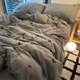 Gaeaspace  -  Ins Style Embroidered Butterfly Bedding Sheet Nordic Duvet Cover Set Home Luxury No Filling Bedding Set Comfortable Bedspread