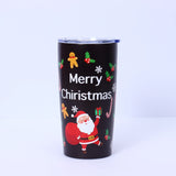 Gaeaspace  -  New Portable Christmas 20oz Car Cup 3d Printed Outdoor Christmas Style Insulated Cup Stainless Steel Double-Layer Coffee Cup Gif