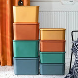 Gaeaspace  -  1/2 Pcs Plastic Storage Bins, Stackable Baskets with Lid and Handle,Colorful Desktop Box Cubby Containers