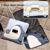 Gaeaspace  -  2-In-1 Cartoon Creative Shark Throw Pillow Comforter Office Nap Air Conditioning Blanket Pillow Home Sofa Pillow Cover Blanket