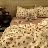 Gaeaspace  -  Bedding Set A-Class Jacquard Cotton 4pcs, Small Floral Ultra Soft Washed Cotton Quilt Cover, Student Dormitory Bed 3pcs