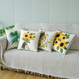 Gaeaspace  -  Rural Pillowcase, Fresh Living Room Sofa Pillow, Sunflower Embroidered Waist Pillow, Bedside Cushion