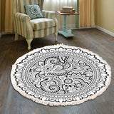 Gaeaspace  -  Hand Woven Cotton Linen Carpet Retro Bohemian Round Bedside Geometric Floor Mat Living Room Home Decor Boho Mandala Tassel Rug