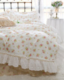 Gaeaspace  -  Romantic fairyfair french floral ruffled beding set,flower full queen king cotton home textile bedspread pillow case quilt cover