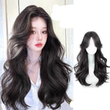 Gaeaspace  -  Black Wigs Long Body Wave Wig Gor Women Black Cosplay Lolita Natural Hair 24inch Heat Resistant Synthetic Wigs 가발 Headband Wig