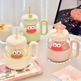 Gaeaspace  -  600ml Kawaii Glass Cup With Lid And Straw For Ice Hot Coffee Water Tea Juice Glass Mug Bottle Aesthetic Large Drink Bottle Gift