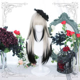 Gaeaspace  -  Wigs Long Wave Wig Ombre Wigs for Women Middle Part Gradient black and white Cosplay Party Hair Daily Use Wig Lolita