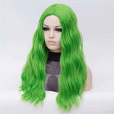 Gaeaspace  -  Wavy Synthetic Wigs for White Black Women Long Green Middle Line Red Wig Cosplay Heat Resistant Rose Net