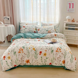 Gaeaspace  -  Floral Style Bedding Set, 100% Cotton, Skin Friendly, Duvet Cover, Bedroom, A or B Side, 133x72 Fabric, 200x200, for Bedroom