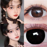 Gaeaspace  -  2Pcs Nature Contact Lenses for Eyes New Arrivals Myopia Prescription Black Eyes Color Lenses Diameter 14.5mm Beauty Pupil