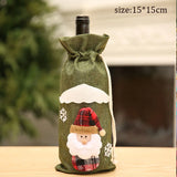 Gaeaspace  -  Christmas Santa Knitted Wine Bottle Case Elk Snowman Red Wine Champagne Bottle Cloth Merry Christmas Decor Happy New Year