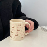 Gaeaspace  -  Cute Korean Coffee Cup Ceramic Mug Aesthetic Unique Cups Milk Water Mocha Espresso Tumbler Breakfast Cup Birthday Gift 350ml