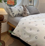 Gaeaspace  -  Cute simple smile bedding set 1.2 1.5 1.8 2.0,twin full queen king brief cotton home textile bed sheet pillowcase quilt cover