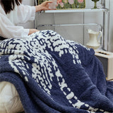 Gaeaspace  -  Half-side Fleece Blanket with Coconut Pattern, Knitted Blanket, Casual Sofa, Soft Dress Matching, Fresh Home, Simple, Modern