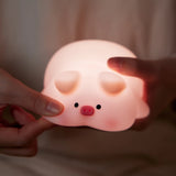 Gaeaspace  -  Pink Piggy Night Light Cute LED Silicone Night Lamp Indoor Atmosphere Pat Lamp Room Decoration USB Children's Night Light Gift