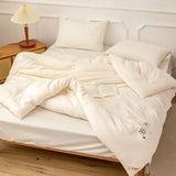 Gaeaspace  -  Knitted Cotton Comforter Soybean Fiber Quilt Warm White Four Seasons Single Double Duvet Soft Twin Queen King Bedding