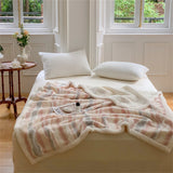 Gaeaspace  -  Multicolor Striped Cashmere Blanket, Light Luxury, Simple, Multi-function, Thickened, Home Office, Lunch Break