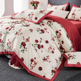 Gaeaspace  -  100s Egyptian Cotton Bedding Set Queen King Ru Double Size Print Bed Linens Blanket Cover Sheet Pillowcase