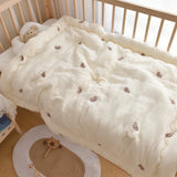 Gaeaspace  -  Pure Cotton Blanket Muslin Baby Bedding Bear Embroidery Newborn Boy Girl Swaddle Blankets Kids's Quilt on Bed Stroller Cover