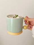 Gaeaspace  -  Korean Style Simple Ins Style Creative Mug Ceramic Frosted Matte Glaze Niche Couple Cup with Handle Household Milk Oatmeal Cup