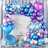 Gaeaspace  -  Ice and Snow Theme Purple Blue Silver Snowflake Aluminum Film Balloon Garland Arch Set New Year Girls Birthday Party Decoration