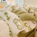 Gaeaspace  -  Winter Warm Plush Duvet Cover Set Queen Bedding Sets Comforter Cover Cartoon Quilt Cover Sheet Pillowcase 4pcs Luxury Bed Linens