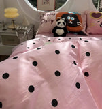 Gaeaspace  -  Fashion sweet cute pink cat polka dot bedding set,twin full queen kawaii cotton home textile bed sheet pillow case quilt cover