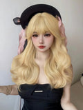 Gaeaspace  -  26Inch Blonde Lolita Lady Synthetic Wigs With Bang Long Natural Wavy Hair Wig For Women Daily Cosplay Drag Party Heat Resistant